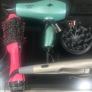 Hair Tool Bundle-3 pieces-blow dryer, curling iron and hot air blow out brush